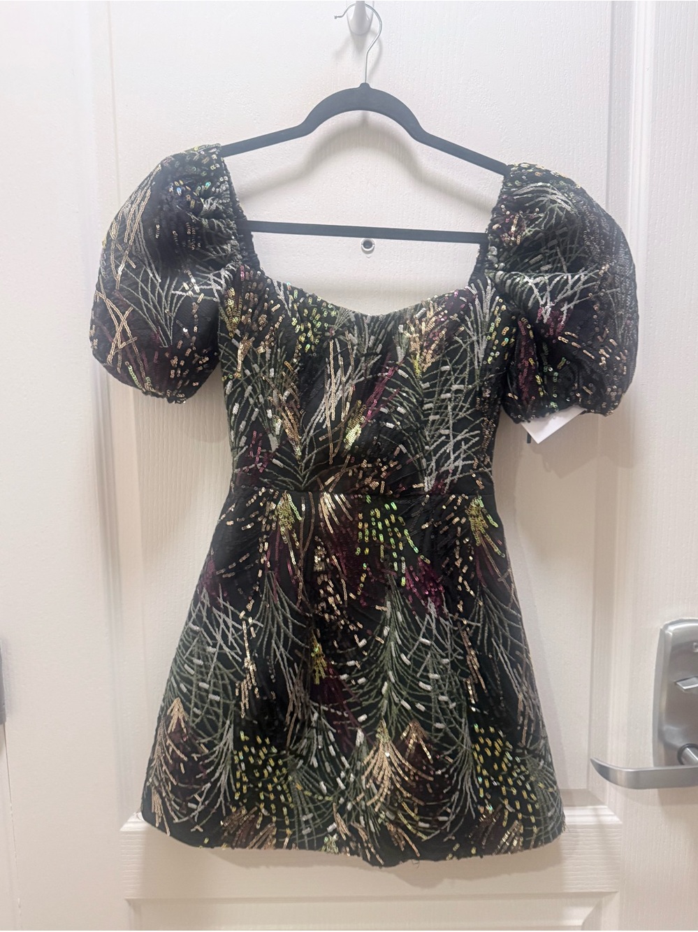 Helsi Cynthia Sequin Floral Appliqué Minidress in Black Multi size XS NWT - Picture 2 of 5
